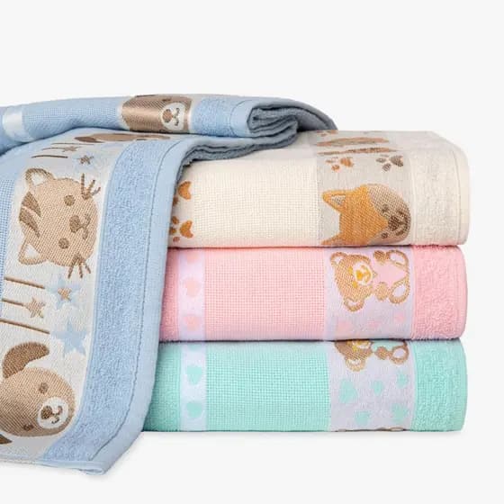 Kit 4 Toalhas de Banho para Bordar Infantil Toalhas Kids em Ponto Cruz 100% Algodão - 75x1.10m
