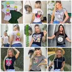 Camiseta T-shirt Personalizada Promoção Tendencia Moda Fashion Adulto Mulher Feminina Confortável Variadas