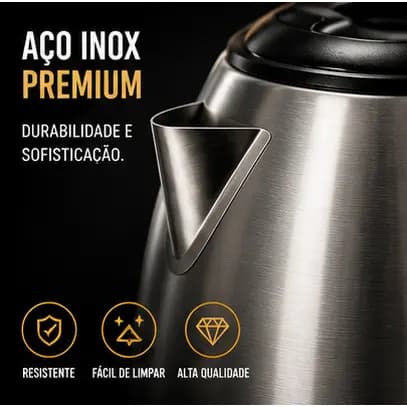 Chaleira Eletrica Inox 1,8l Inox Rápido Aquecimento 127V / 220V