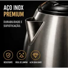 Chaleira Eletrica Inox 1,8l Inox Rápido Aquecimento 127V / 220V