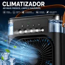 Climatizador de Ar Portátil Glacius 3 em 1 Umidificador Ventilador com Névoa e Reservatório de Água