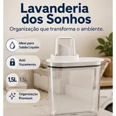 Dispenser Multiuso 1,5L para Sabão Pó Líquido e Amaciante Organizador Lavanderia Premium Hermético