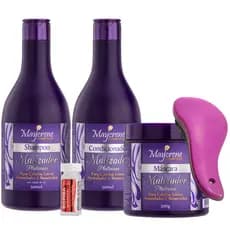 Matizador Loiro Platinado, Ampola Vitamina Cabelo e Escova Mágica Kit 5 Itens Platinum Maycrene