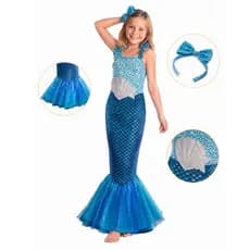 Fantasia Sereia Infantil Meninas Vestido Princesas Com Tiara
