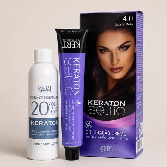 Tinta de Cabelo  Permanente Cobertura Fios Brancos Keraton Selfie 50g