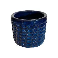 Vaso Cachepot de Mesa 15cm Redondo de Cerâmica Texturizada
