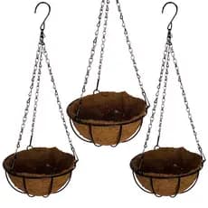 3 Vasos de Fibra de Coco 40cm Plantas Suspenso com Corrente