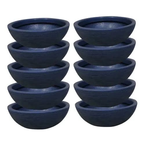 Kit 10 Bacias para Plantas Azul de Polietileno 32x11cm