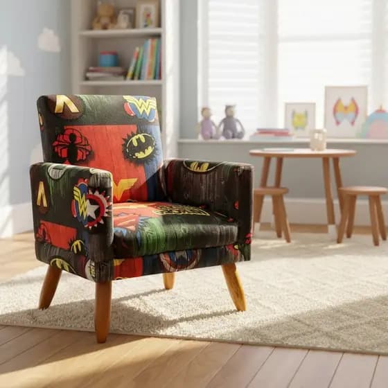 Poltrona Infantil Decorativa Confortável Para Quarto Sala de Brincar Montessori Nina Tecido Suede