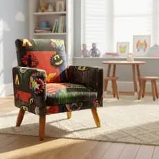 Poltrona Infantil Decorativa Confortável Para Quarto Sala de Brincar Montessori Nina Tecido Suede