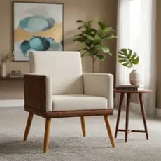 Poltrona Decorativa Para Sala Recepção Manicure Consultório Escritório Lis Tecido Corino e Suede