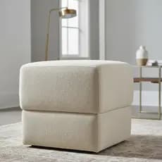 Puff Decorativo Aloy Bouclé Premium Assento Extra Para Sala Quarto Design Moderno