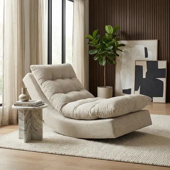 Poltrona Balance Com Leve Balanço Tecido Bouclé Premium De Luxo Para Sala Quarto Conforto Relaxante Leitura