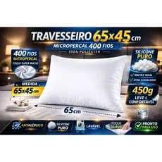 Travesseiro Micropercal 400 Fios Silicone Puro 450g Antialérgico Macio PREMIUM