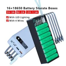 C16D 16 * 18650 Caixa Do Banco De Energia USB Duplo Com 4 Fios LEDS Iluminação DIY Destacável QC3.0 Caixas De De Carga