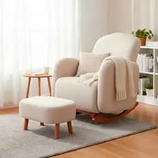 Poltrona Cadeira Para Sala Moderna e Confortável Boucle Off White Ergonômica Orgânica Amamentação