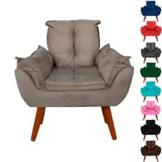 Poltrona Opala Suede Cores Pés Palito Para Recepção Sala De Estar Escritório