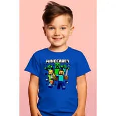 Camiseta Infantil Minecraft - Aventura Pixelada com Heróis e Creepers Lançamento