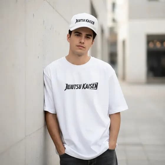 Kit Camiseta Oversize E Boné  Anime Streetwear Frente Verso