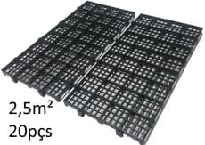 20pçs Estrado Plastico Preto 50x25x2,5cm - Pallet Palete