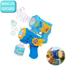 Pistola de bolhas automática infantil ergonômica azul
