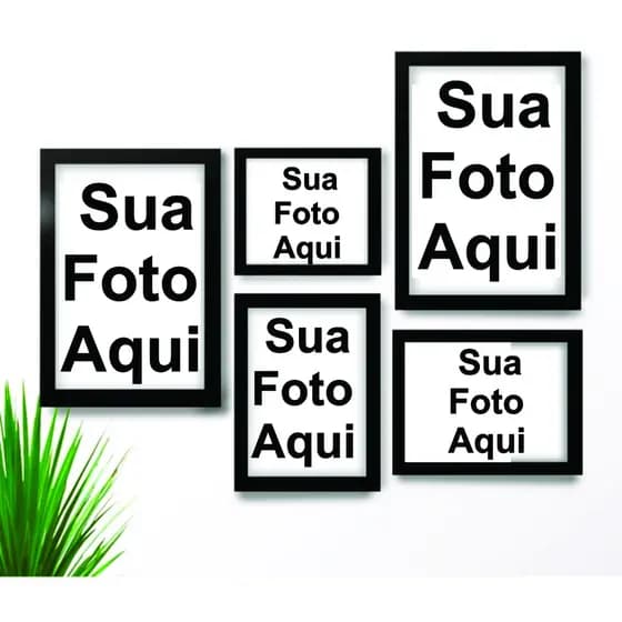 Conjunto Kit 5 Quadros Decorativos personalizado Sua Foto Arte Aqui Família Deus Oração Casal