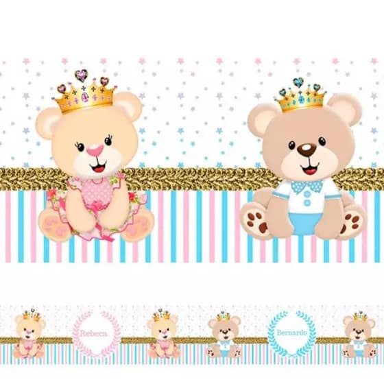 Faixa decorativa infantil papel de parede quarto menino menina criança ursinho príncipe Princesa