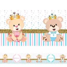 Faixa decorativa infantil papel de parede quarto menino menina criança ursinho príncipe Princesa