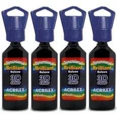 Tinta Dimensional Relevo Brilhante 3d Preto Kit C/ 4 Unid.