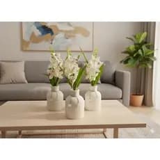kit 3 Vaso Decorativo com Planta  e Flores Artificial Decoração Sala Quarto Escritório