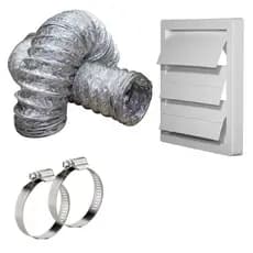 Kit para instalação de Coifa com grade de saída móvel auto fechante, duto flexível e 2 abraçadeiras