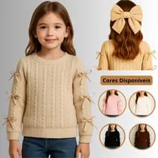 Blusa Infantil Menina Manga Longa Lacinhos tamanho 4 ao 10