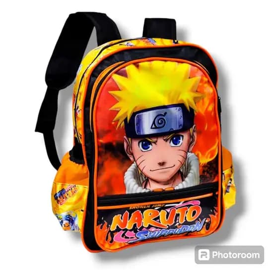 Mochila Infantil Escolar de costas Nylon do menino loiro cabelo espetado - Envio Imediato