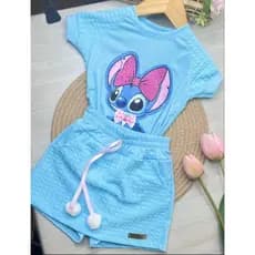 conjunto Stitch shorts e blusa TAM 4 ao 10