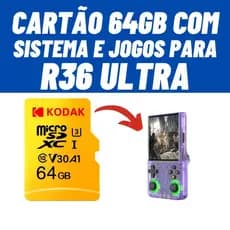 Cartão 64Gb Com Sistema EmuElec e Jogos Para Portátil R36 Ultra - Micro SD Original
