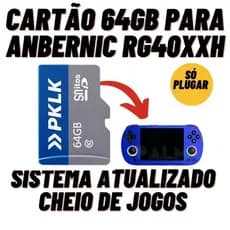 Cartão 64GB Para Anbernic RG40XX H - Micro SD Original com Sistema Atualizado e Jogos