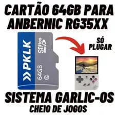 Cartão 64Gb Com Sistema GarlicOs e Jogos Para Anbernic RG35XX - Micro SD Original