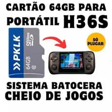 Cartão 64GB Com Sistema Batocera + de Jogos Para Video Game Portátil H36S