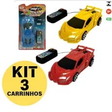 Kit Com 3 Carrinhos Controle Remoto Com Fio Speed Briqnuedo Divertido Criança Menino