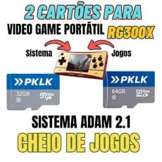 1 Cartão com Sistema ADAM + 1 Cartão com Jogos Para Portátil Anbernic RG300X
