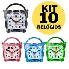Kit 10 Unidades Relógio Despertador Com Alarme Para Mesa e Cabeceira Decoração