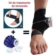 Kit Alívio da Dor Saco De Gelo + 1 Faixa Estabilizadora Tornozelo Tensor Tendinite Fascite Plantar