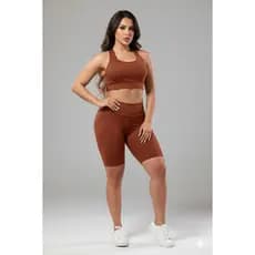 Conjunto Ciclista Fitness Feminino Top + Bermuda Roupas De Academia Ginástica Suplex A09