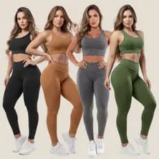 Kit 4 Conjuntos Calça Legging E Top Fitness Roupas Femininas Para Academia  Suplex A01