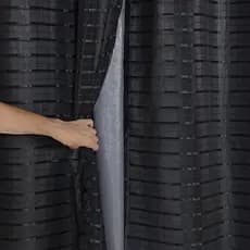 Cortina Blackout Pvc + Tecido Voil 2,80 X 1,60 Sala Quarto Cor Preta Triangulo Cortinas