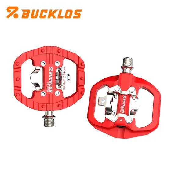 BUCKLOS Pedais De Bicicleta SPD Grampos Pedal Forte Fibra De Náilon Plataforma Dupla Para Ciclismo De Estrada Ao Ar Livr