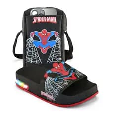 Kit Chinelo De LED Do Homem Aranha Com Bolsa Para a Diversão dos pequenos
