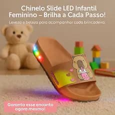 Chinelo Capivara Infantil com Luz – Slide Antiderrapante, Material Leve e Flexível | Pronta Entrega