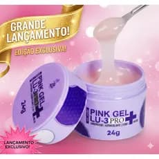Gel Pink Gel Lu3 Pro+ Piu Bella 24g Hard Gel Para Unhas Construtor 3 em 1 Autonivelante Alta Viscosidade Molde F1