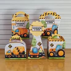 PEGUE E MONTE - Kit Festa Personalizados Trator amarelo aquarela Lembrancinhas/Caixinhas para festa